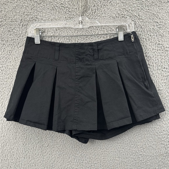 Y2K Rue 21 Micro Pleated Mini Skirt Skort Black Schoolgirl Preppy Academia Large - Picture 1 of 7
